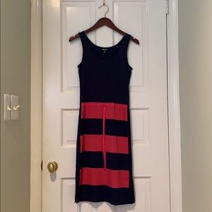DKNY Navy and Berry Striped Dress